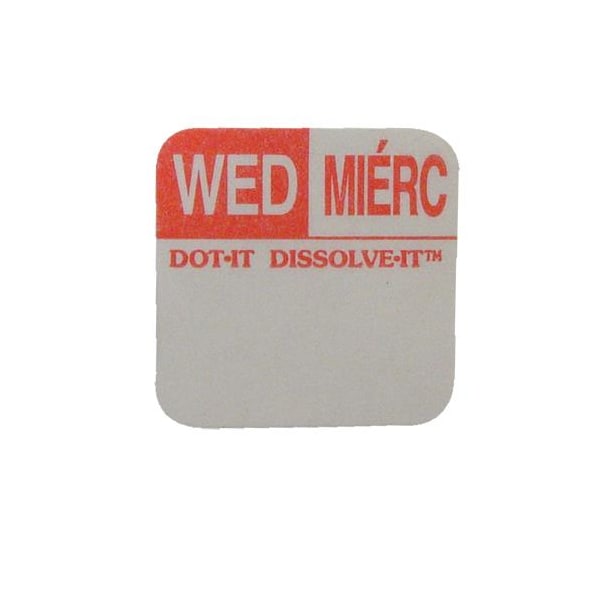 Commercial Dissolve-It 1 in x 1 in Wednesday Label - 81442