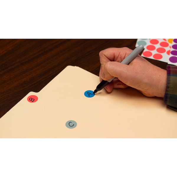 Sunburst Systems Labels Color Coding Coral 1000 Dots - 7063