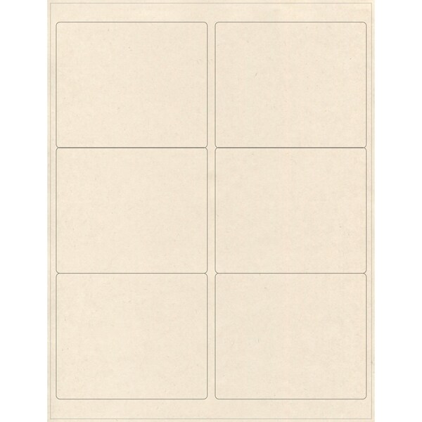 Elevate Packaging 4 x 3.33 in. Compostable Rectangle Labels, Blank Layflat Sheets, Sugarcane, 25PK - LC1502