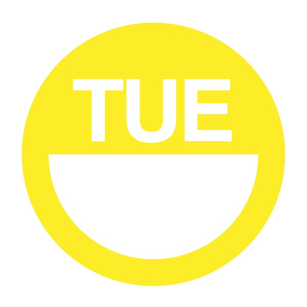 Nevs DaySpots - Tuesday 1" circle White w/Yellow - DDOT-T1