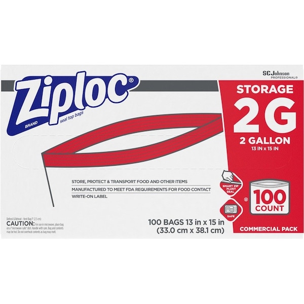 Ziploc Bag, Ziploc, 2Gal, 100Ct 100PK - SJN682253