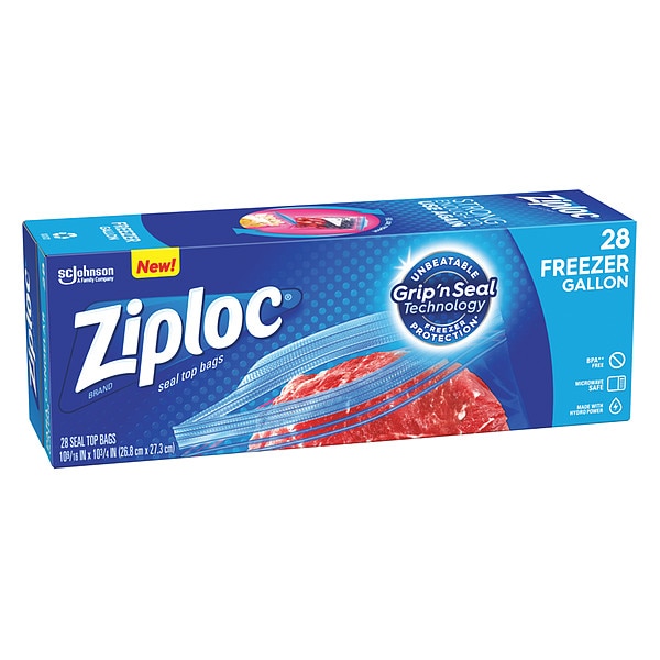 Ziploc Slide Seal Reclosable Bag 10-9/16" x 10-3/4", 2.6 mil, Clear, Pk28 - 314445