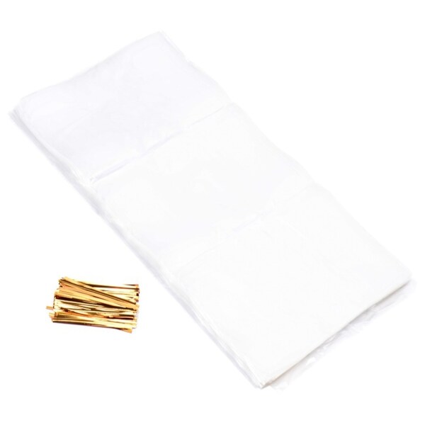 Blue Donuts Bread Bags with Ties, Reusable, 100 Clear Bags and 100 Ties - BD3425362