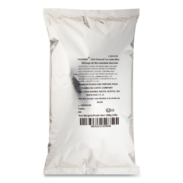 Starbucks Teavana Chai Tea Latte Mix, Chai, 2 lb Bag - 12421380