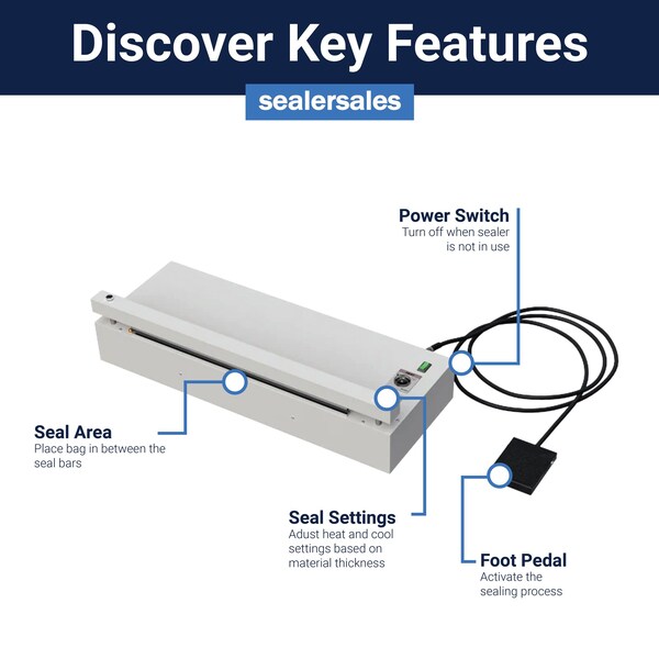 Sealer Sales 30" Sealer Only - Foot Pedal Pneumatically Operated - AVP-30