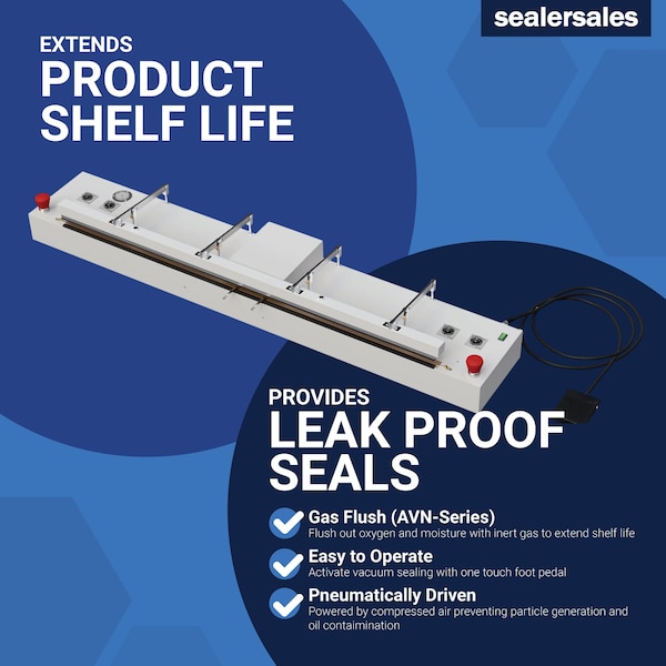 Sealer Sales 50 in. Retractable Nozzle Vacuum Sealer w/ Gas Flush - AVN-50+VF+VR