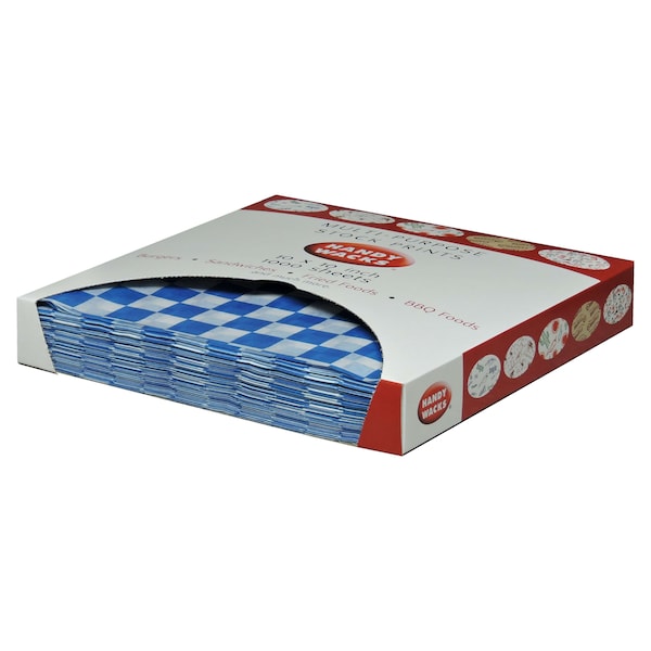 Handy Wacks Handy Wacks 12"x12"x2.5" Blue Checkerboard Deli Wrap, PK6000 - FDP12BC