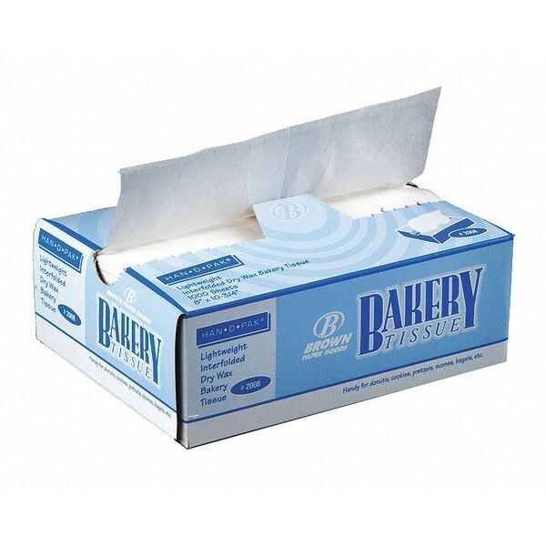 Value Brand Waxed Bakery Pick-Up Tissue Sheets, White, 8 x 10 3/4", PK 1000 - E-7254