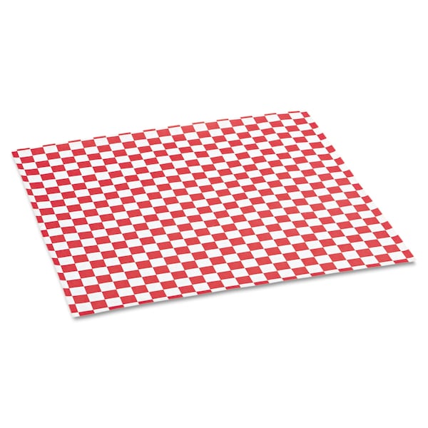Bagcraft Grease-Resistant Paper Wrap/Liners, 12 x 12, Red Check, PK5000 - P057700