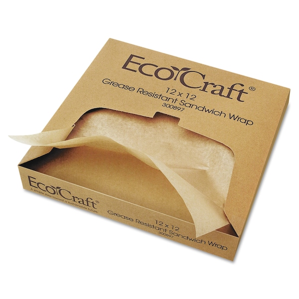 Bagcraft EcoCraft Grease-Resistant Paper Wrap/Liner, 12 x 12, PK5000 - BGC 300897