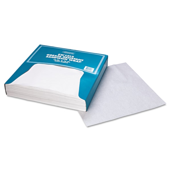 Bagcraft Grease-Resistant Paper Wrap/Liner, 12 x 12, White, PK5000 - P057012