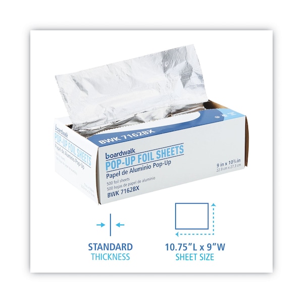 Boardwalk Standard Aluminum Foil Pop-Up Sheets, 63 Gauge, 9 x 10.75, PK3000 - BWK 7162