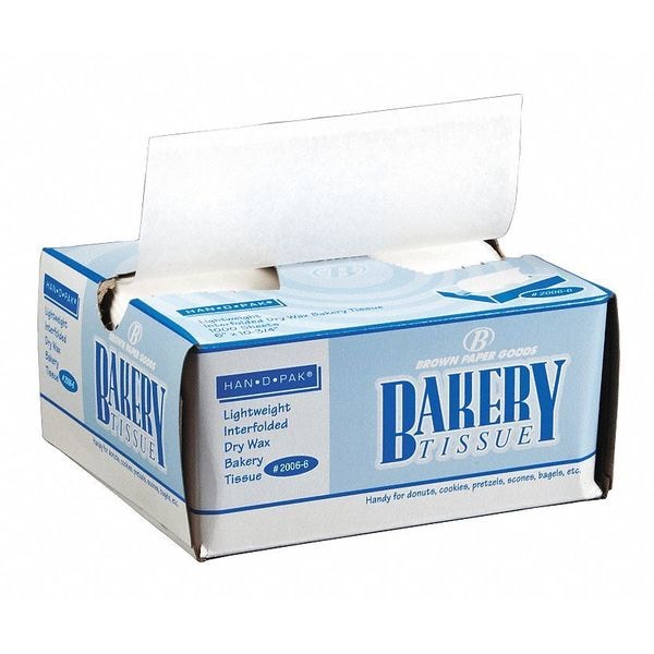 Value Brand Waxed Bakery Pick-Up Tissue Sheets, White, 6 x 10 3/4", PK 1000 - E-7252