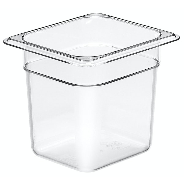 Cambro Cambro - Camwear Food Pan, Plastic, 1/6 Size, 6" Deep, Polycarbonate, Clear, NSF - 66CW135
