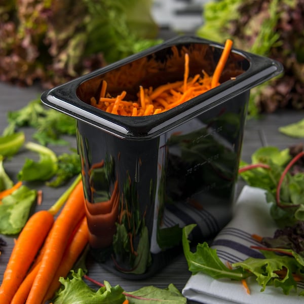 Carlisle Foodservice Food Pan PC, 6", DP, 1/9, Blk, PK6 - 3068803