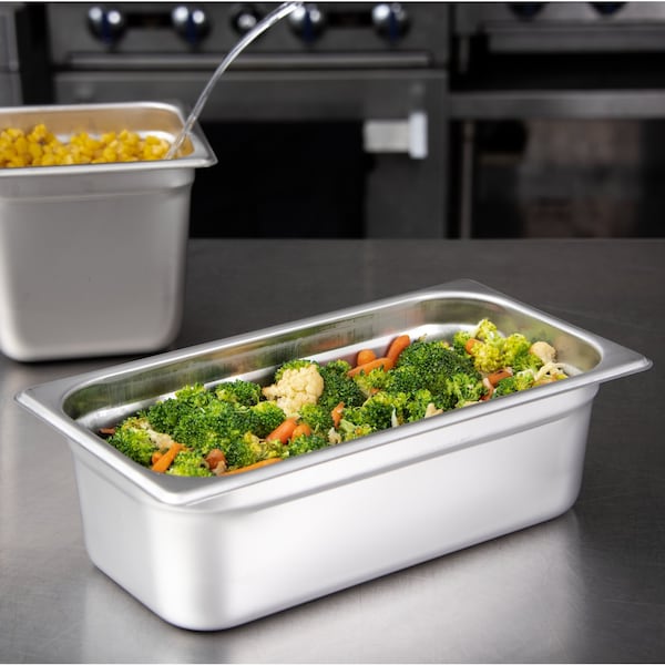 Carlisle Foodservice Lt Ga. SS Steam Table Pan, 1/3, 4", PK6 - 607134