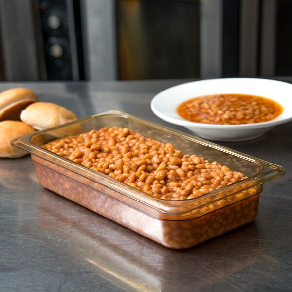 Carlisle Foodservice Food Pan HH, 2.5", DP, 1/3, Amber, PK6 - 3086013