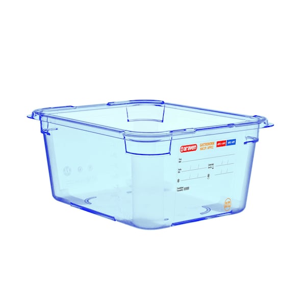 Araven FOOD PAN BPA-FREE GN1/2, 9.5qt BLUE TRANSPARENT 12 3/4" X 10 3/8" X 6" - 07823