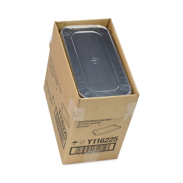 Pactiv Evergreen Aluminum Steam Table Pan Lid, Fits One-Third Size Pan, 6.19 x 12.31 x 0.5, 200PK - Y116225