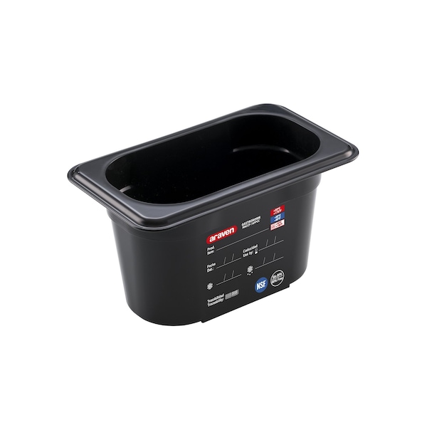 Araven FOOD PAN BPA-FREE GN1/9, 1.1qt BLACK, 6 7/8" X 4 1/4" X 4" - 44011