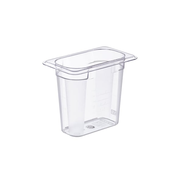 Araven FOOD PAN PC GN1/9, 1.3qt TRANSPARENT, 6 7/8" X 4 1/4" X 6" - 94012