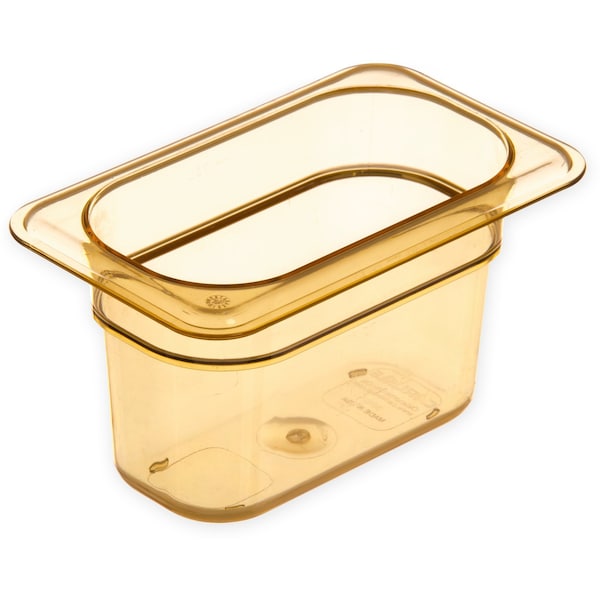 Carlisle Foodservice Food Pan HH, 4", DP, 1/9, Amber, PK6 - 3088713