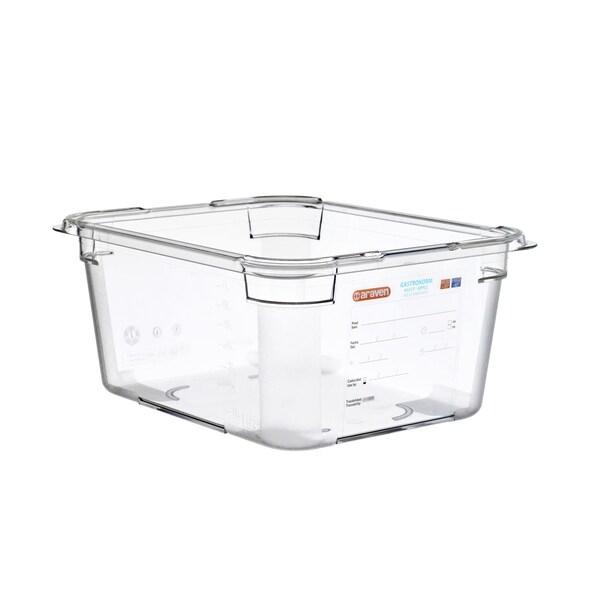 Araven FOOD PAN PC GN1/2, 9.5qt TRANSPARENT, 12 3/4" X 10 3/8" X 6" - 09823