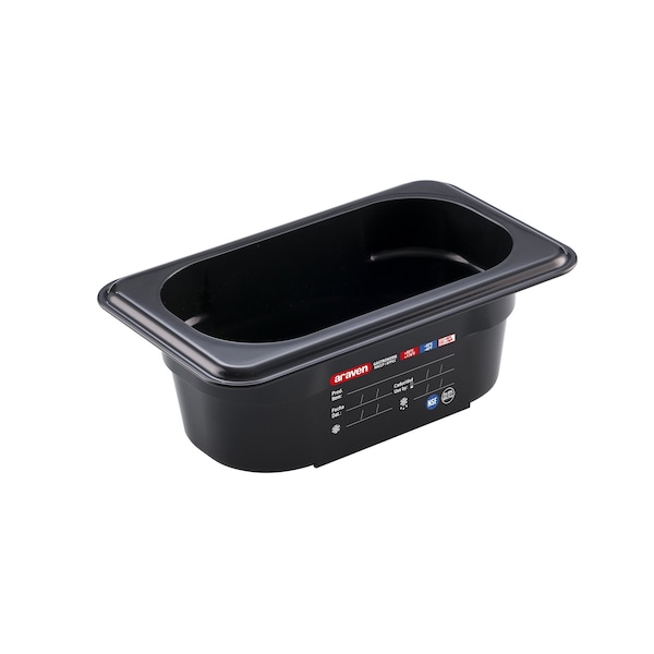 Araven FOOD PAN BPA-FREE GN1/9, 0.6qt BLACK, 6 7/8" X 4 1/4" X 2 1/2" - 44010