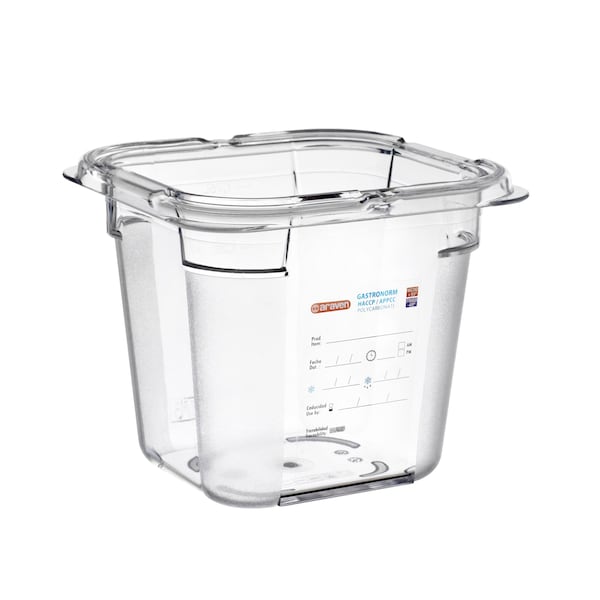 Araven FOOD PAN PC GN1/6, 2.2qt TRANSPARENT, 6 7/8" X 6 3/8" X 6" - 09798