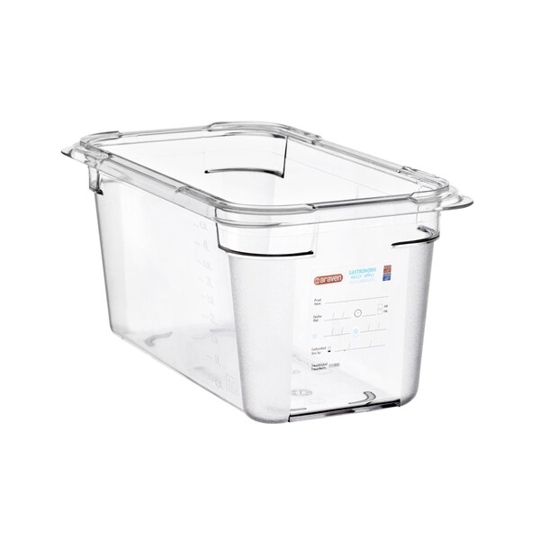 Araven FOOD PAN PC GN1/3, 5.7qt TRANSPARENT, 12 3/4" X 6 7/8" X 6" - 09820