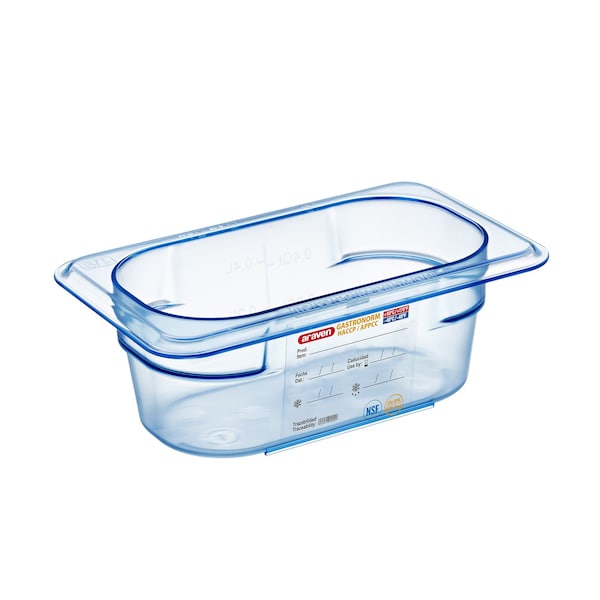 Araven FOOD PAN BPA-FREE GN1/9, 0.6qt BLUE TRANSPARENT, 6 7/8" X 4 1/4" X 2 1/2" - 74010