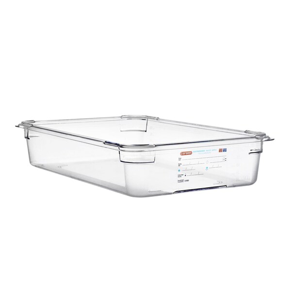 Araven FOOD PAN PC GN1/1, 13.7qt TRANSPARENT, 20 7/8" X 12 3/4" X 4" - 09827