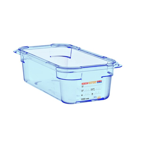 Araven FOOD PAN BPA-FREE GN1/4, 2.7qt BLUE TRANSPARENT, 10 3/8" X 6 3/8" X 4" - 07817