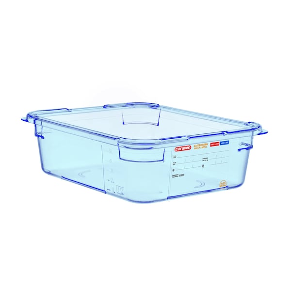 Araven FOOD PAN BPA-FREE GN1/2, 6.3qt BLUE TRANSPARENT 12 3/4" X 10 3/8" X 4" - 07822