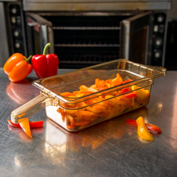 Carlisle Foodservice Food Pan HH w/2 Hdl, 1/3 Sz, 4" D, PK6 - 30861HH13