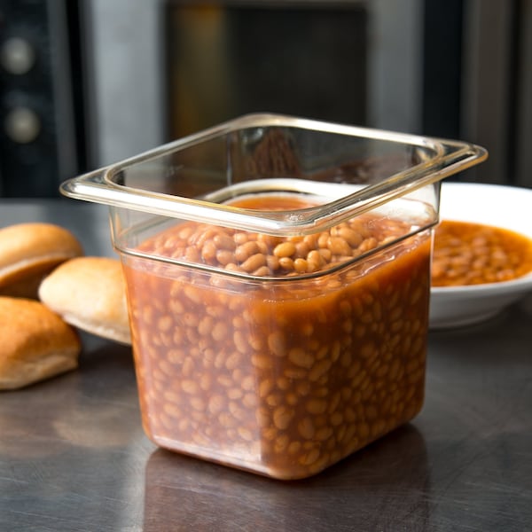 Carlisle Foodservice Food Pan HH, 6", DP, 1/6, Blk, PK6 - 3088513