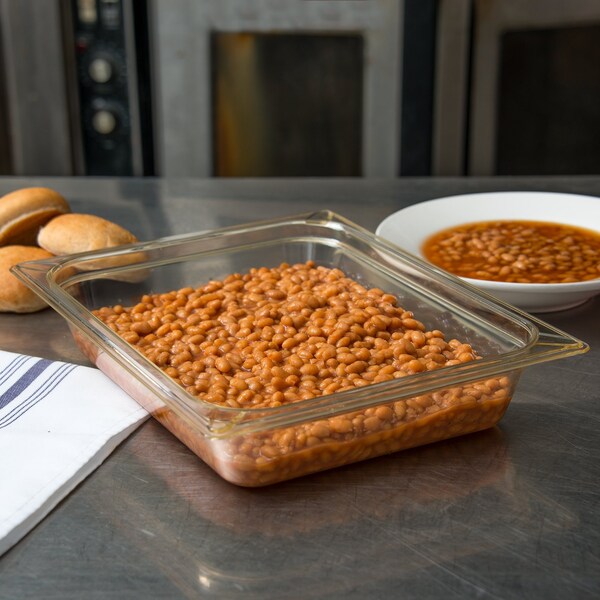 Carlisle Foodservice Half Size Food Pan HH, 2.5" D, Amber, PK6 - 10420B13
