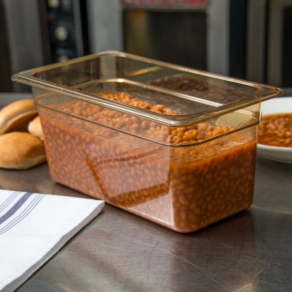 Carlisle Foodservice Food Pan HH, 6", DP, 1/3, Amber, PK6 - 3086213