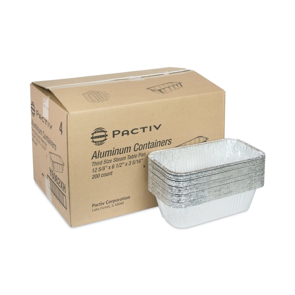 Pactiv Evergreen Aluminum Steam Table Pan, One-Third Size Deep Loaf Pan, 3" Deep, 5.9 x 8.04, 200PK - Y6062XH