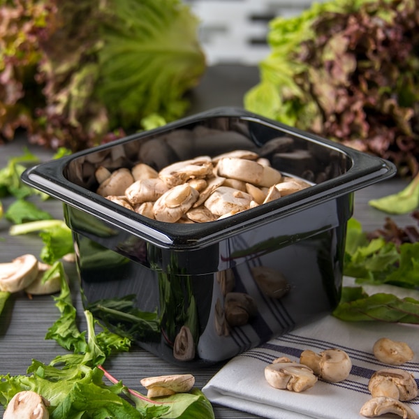 Carlisle Foodservice Food Pan PC, 4", DP, 1/6, Blk, PK6 - 3068403