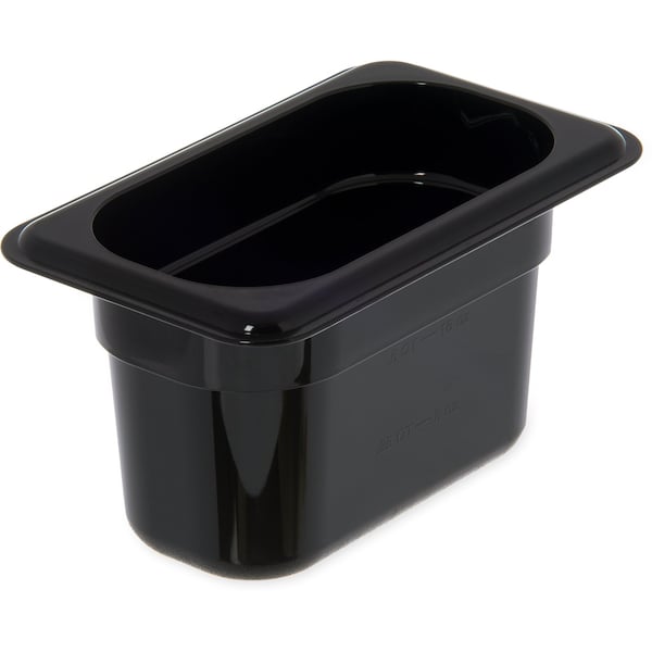Carlisle Foodservice Food Pan PC, 4", DP, 1/9, Blk, PK6 - 3068703