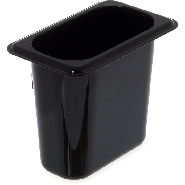 Carlisle Foodservice Food Pan HH, 6", DP, 1/9, Blk, PK6 - 3088803