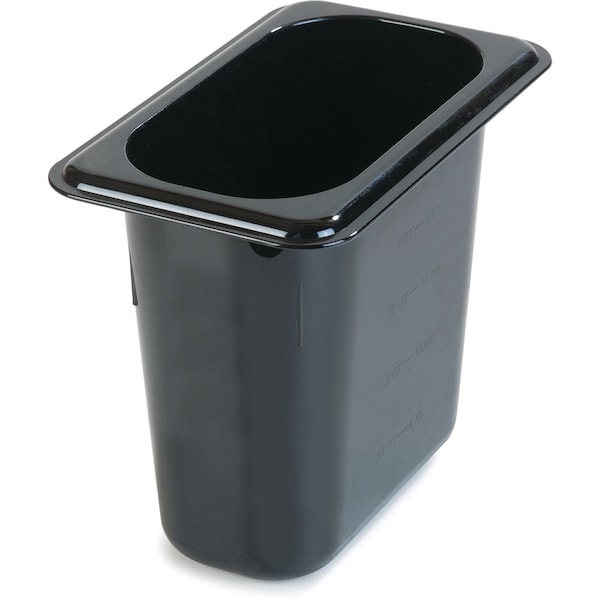 Carlisle Foodservice Food Pan HH, 6", DP, 1/9, Blk, PK6 - 3088803
