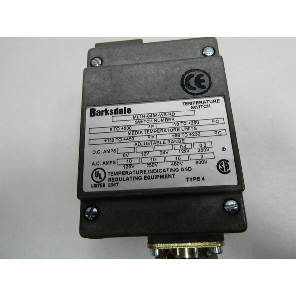 CONTROLADOR DE TEMPERATURA Barksdale 0-500F 125-600V-AC 125/250V-DC - ML1H-G454-WS-RD
