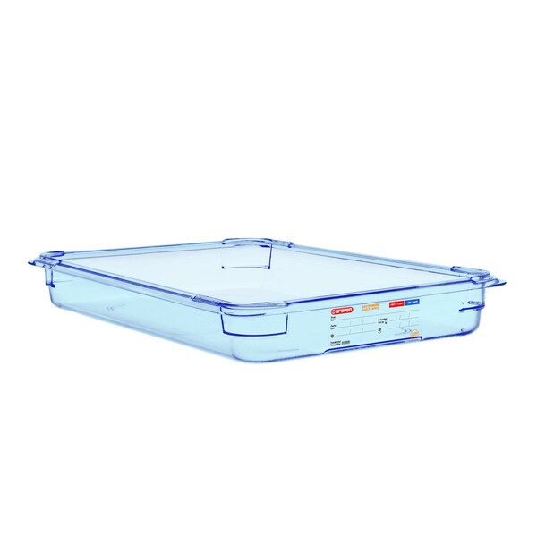 Araven FOOD PAN BPA-FREE GN1/1, 8.8qt BLUE TRANSPARENT 20 7/8" X 12 3/4" X 2 1/2" - 07826