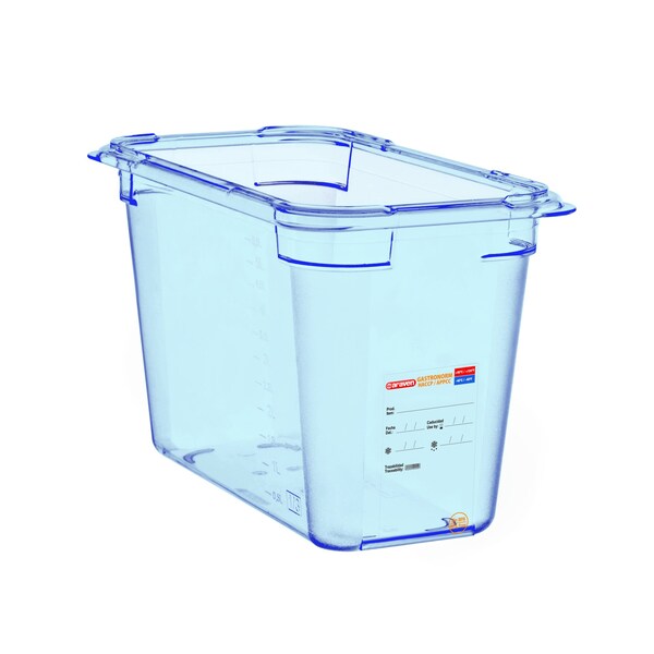 Araven FOOD PAN BPA-FREE GN1/3, 7qt BLUE TRANSPARENT, 12 3/4"X 6 7/8" X 8" - 07831