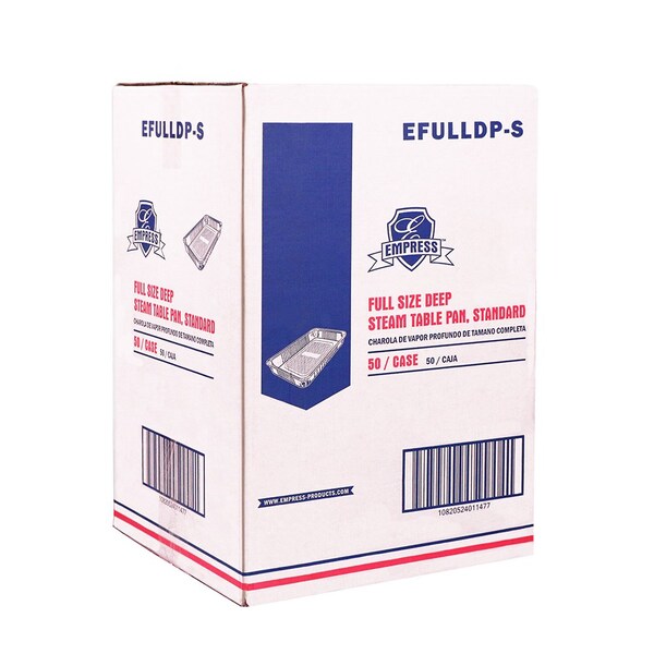 Empress Full Size Deep Steam Table Pan Standard 20.75 in. x 12.87 in. x 3.19 in., 50PK - EFULLDP-S