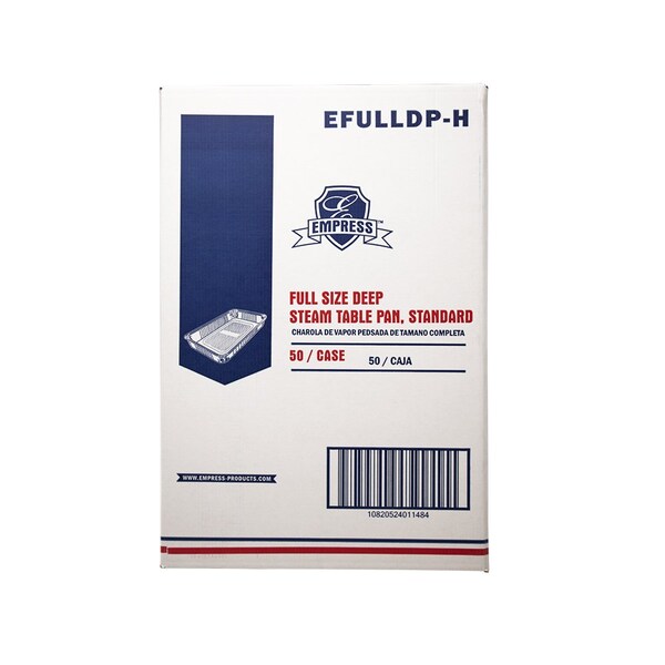 Empress Full Size Deep Steam Table Pan Heavy 20.75 in. x 12.87 in. x 3.19 in., 50PK - EFULLDP-H