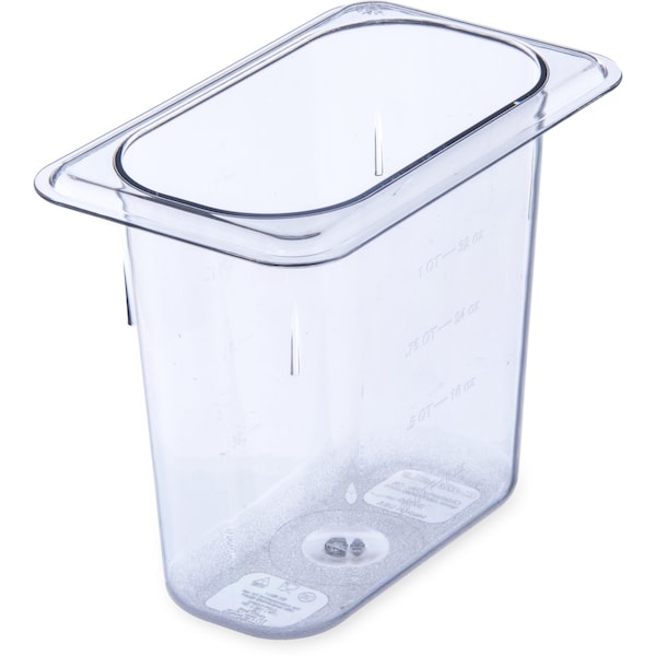 Carlisle Foodservice Food Pan PC, 6", DP, 1/9, Clr, PK6 - 3068807