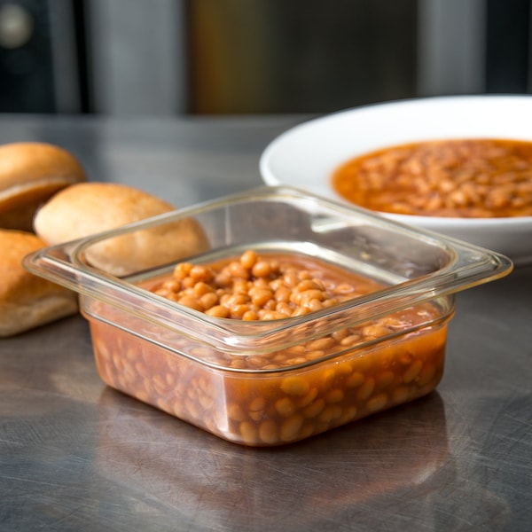 Carlisle Foodservice Food Pan HH, 2.5", DP, 1/6, Amber, PK6 - 3088313